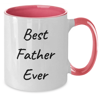 Funny Best Father Ever Two Tone Coffee Mugs Gifts from Family to Father on Graduation Day - Black and White, Red and White, Navy and White, Pink and White Options - Victory Thru Vision