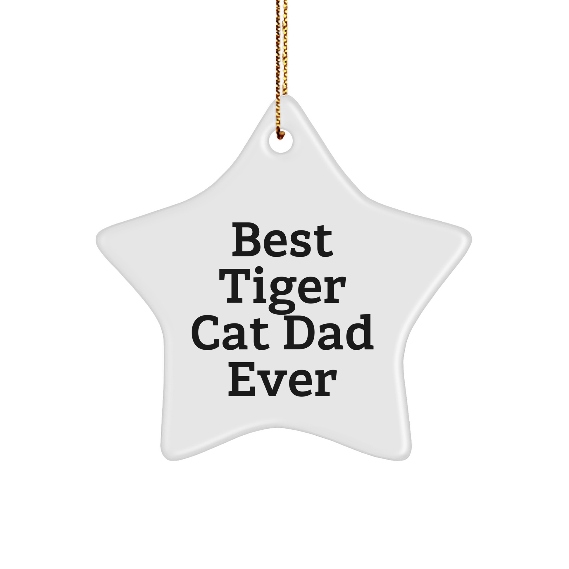 Funny Best Tiger Cat Dad Ever Gifts for Tiger Cat Dads, White Star Christmas Ornaments with Funny Quotes - Victory Thru Vision 
