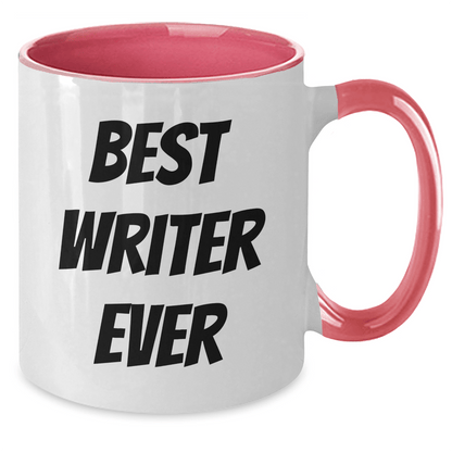 Funny Best Writer Ever Quote Two Tone Coffee Mug Gifts for Writer from Men, Women, Friends, Coworkers, Family - Graduation Unique Gifts - Victory Thru Vision