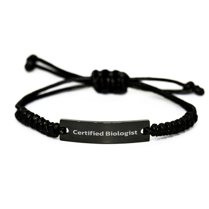 Funny Biologist Gifts, Certified Biologist Rope Bracelet for Men, 'Life's a Lab' Quote, Adjustable Black Brass Rope, Perfect Father's Day Unique Gifts from Family, Friends, Coworkers - Victory Thru Vision 