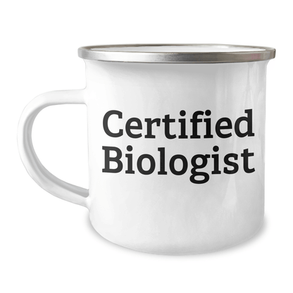 Funny Biologist Gifts for Him, Camping Mug for Dad, 'I'm a Biologist, Not a Morning Person' Quote, 12 oz Stainless Steel with Enamel Finish, Gifts from Mom for Father's Day - Victory Thru Vision 