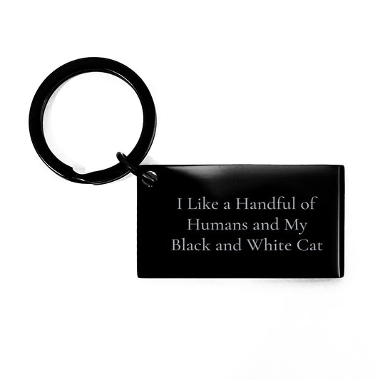 Funny Black and White Cat Gifts from Men to Friends, Unique Keychain for Graduation - Victory Thru Vision