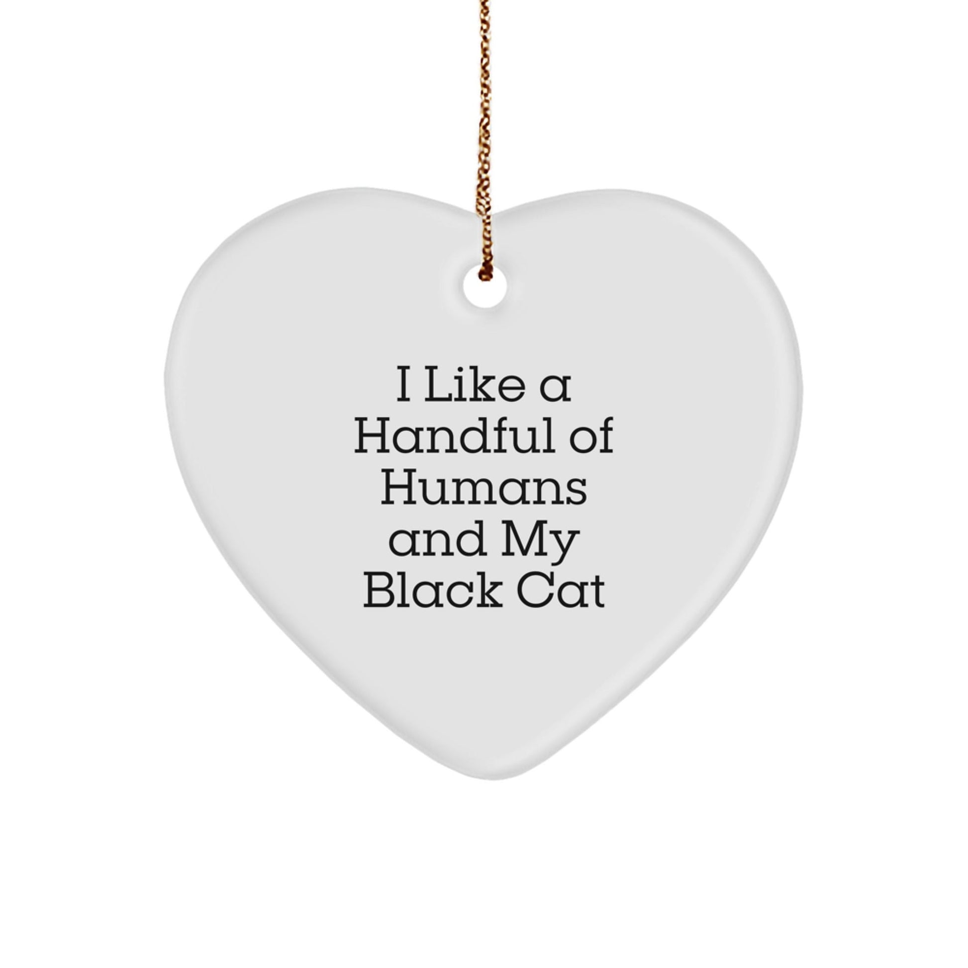 Funny Black Cat Gifts for Women Friends Family - I Like A Handful Of Humans And My Black Cat Heart Ornament, Christmas Unique - Victory Thru Vision