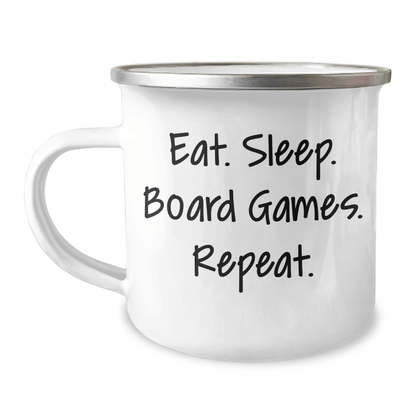 Funny Board Games Enthusiasts Gifts from Friends for Graduation Unique Camping Mugs Eat. Sleep. Board Games. Repeat. - Victory Thru Vision 