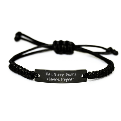 Funny Board Games Gifts from Friends for Board Game Enthusiasts, Eat. Sleep. Board Games. Repeat. Adjustable Rope Bracelet for Graduation, Gifts for Men, Women, Coworkers, Family - Victory Thru Vision 