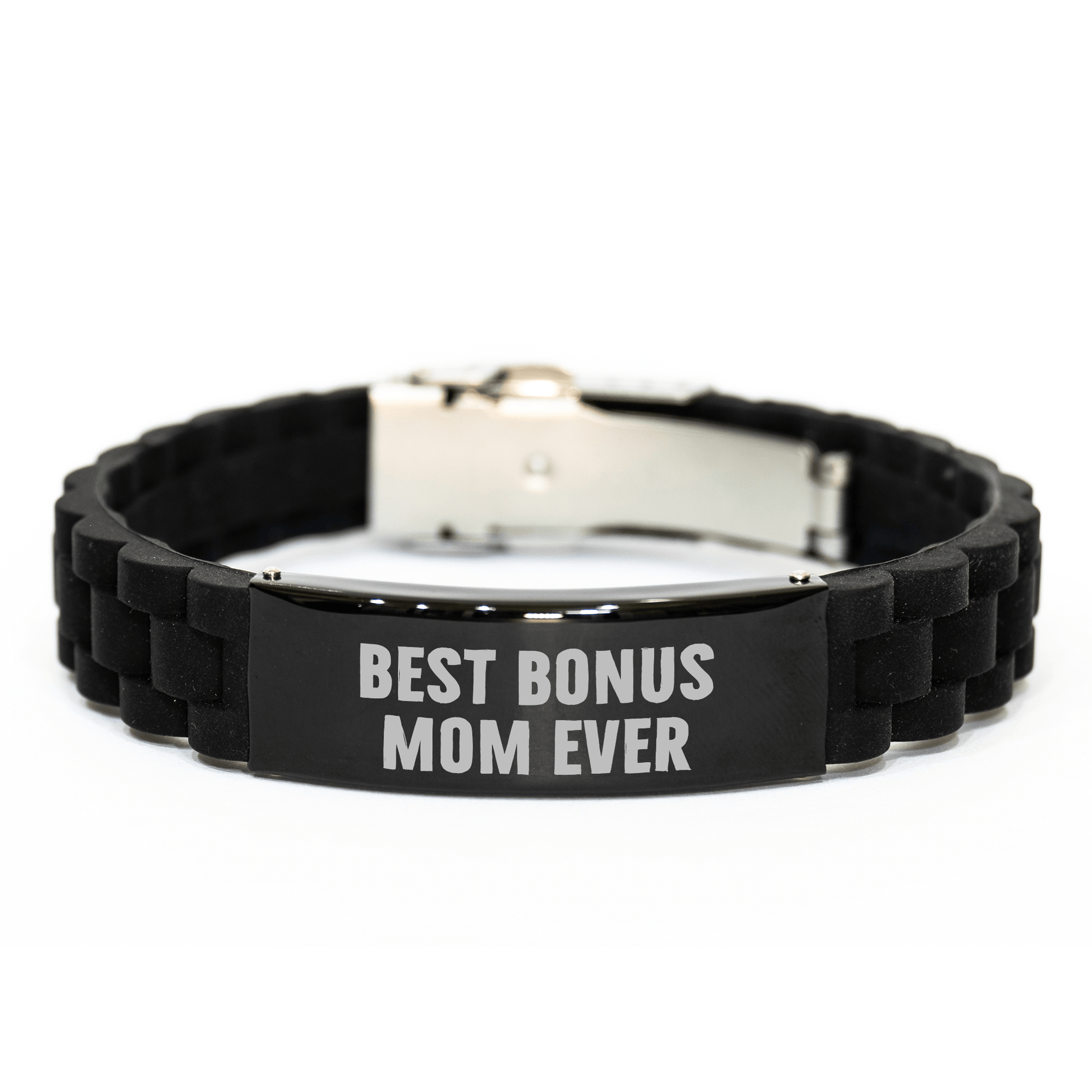 Funny Bonus Mom Gifts from Friends - Best Bonus Mom Ever Glide lock Clasp Bracelet for Men, Unique Father's Day Unique Gifts for Women, Coworkers, Family - Victory Thru Vision 