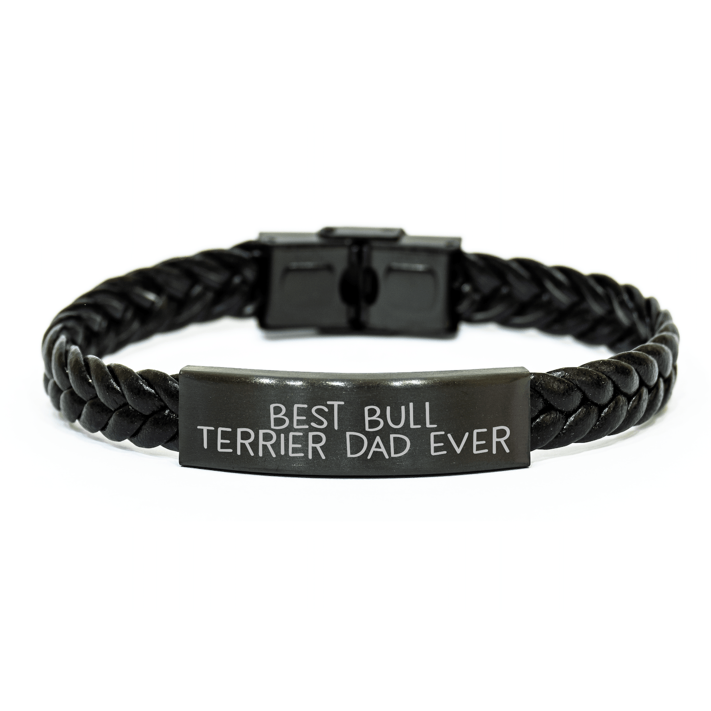 Funny Bull Terrier Dog Gifts, Interlaced Leather Bracelet for Best Bull Terrier Dad Ever, Father's Day Unique Gifts from Men to Friends and Family - Victory Thru Vision 