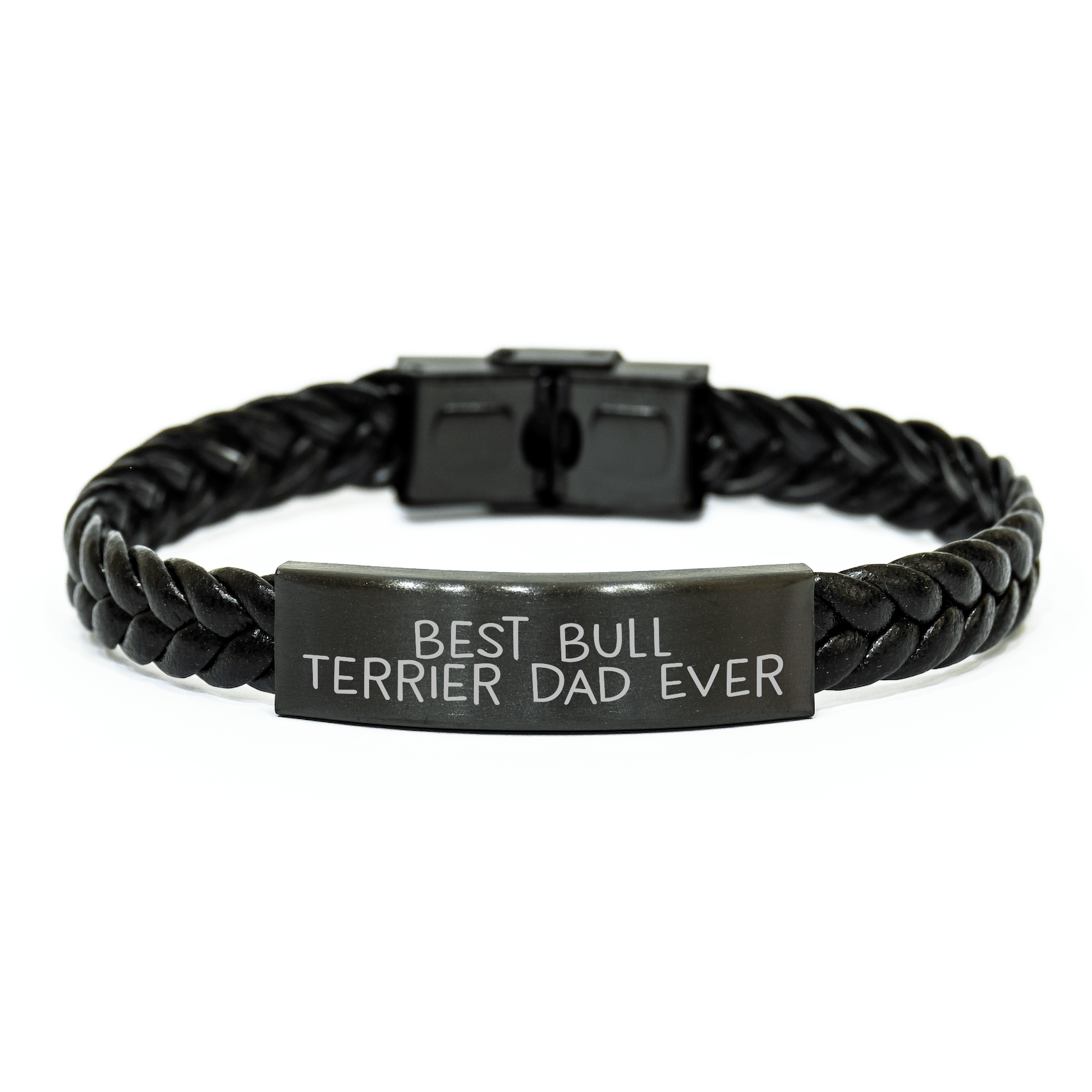 Funny Bull Terrier Dog Gifts, Interlaced Leather Bracelet for Best Bull Terrier Dad Ever, Father's Day Unique Gifts from Men to Friends and Family - Victory Thru Vision 