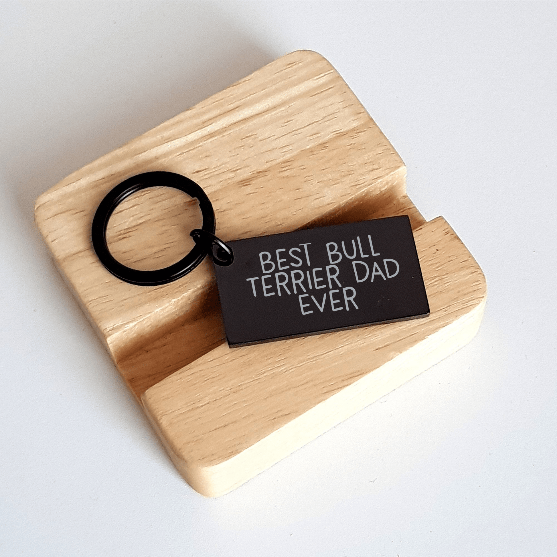 Funny Bull Terrier Dog Keychain Gifts for Best Dad Ever, Inspirational Quote, Keychain, Father's Day - Victory Thru Vision 