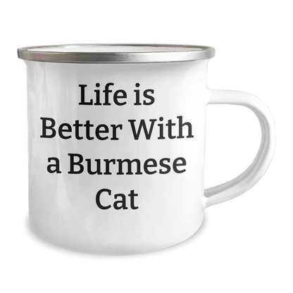 Funny Burmese Cat Gifts for Men - Life Is Better With A Burmese Cat Camping Mug, Father's Day Unique Gifts from Men to Family - Victory Thru Vision