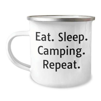Funny Camping Gifts for Men from Family - Eat. Sleep. Camping. Repeat. Camping Mug for Father's Day - Victory Thru Vision 