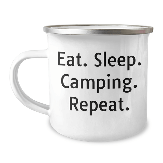 Funny Camping Gifts for Men from Family - Eat. Sleep. Camping. Repeat. Camping Mug for Father's Day - Victory Thru Vision 