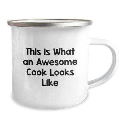 Funny Camping Mug for Cooks, Inspirational Quote 'This Is What An Awesome Cook Looks Like', Gifts for Graduation from Family to Friends - Victory Thru Vision