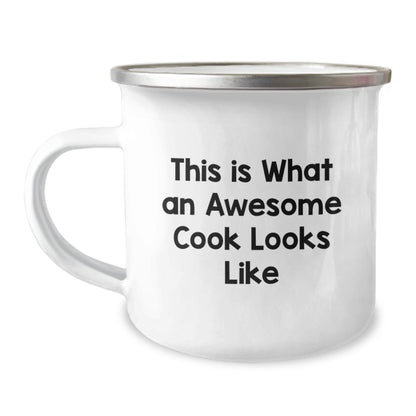 Funny Camping Mug for Cooks, Inspirational Quote 'This Is What An Awesome Cook Looks Like', Gifts for Graduation from Family to Friends - Victory Thru Vision
