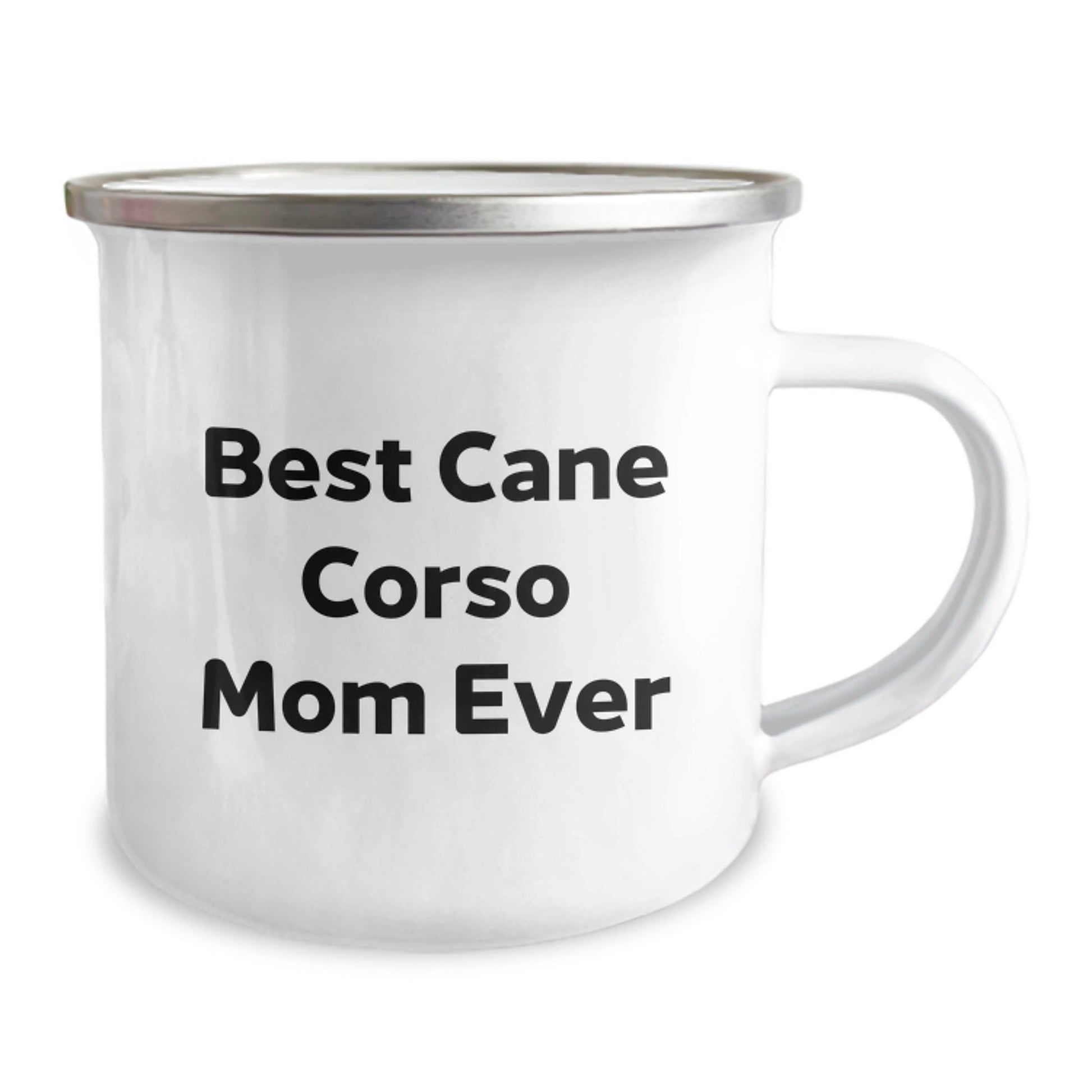 Funny Cane Corso Dog Gifts from Mom - Best Camping Mug for Cane Corso Dog Mom on Birthday, Best Cane Corso Mom Ever Quote, 12 oz Stainless Steel, Enamel Finish, Hand Wash Recommended - Victory Thru Vision