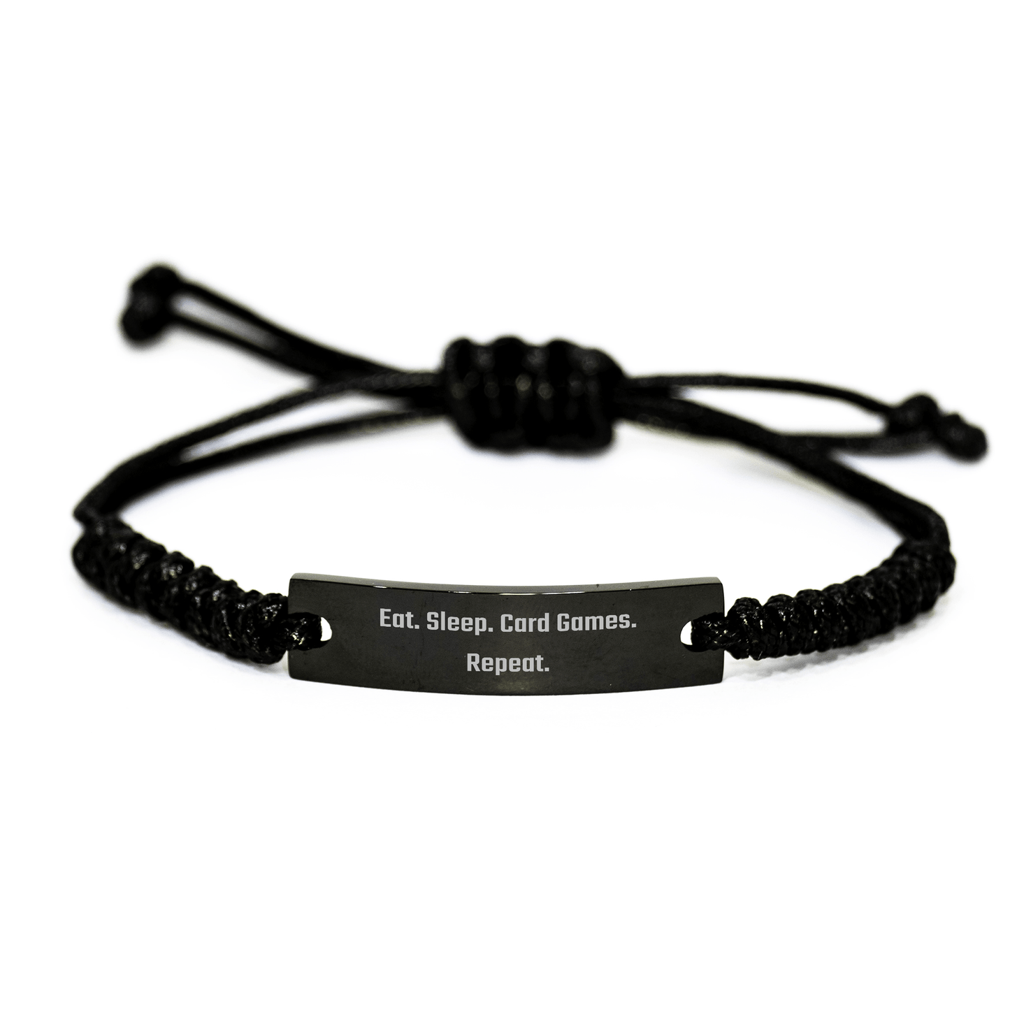 Funny Card Games Gifts from Friends for Dad - Eat. Sleep. Card Games. Repeat. Rope Bracelet - Victory Thru Vision 