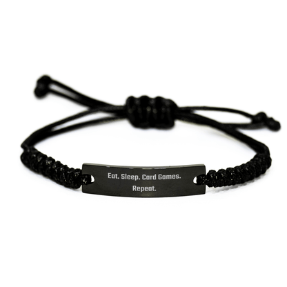 Funny Card Games Gifts from Friends for Dad - Eat. Sleep. Card Games. Repeat. Rope Bracelet - Victory Thru Vision 