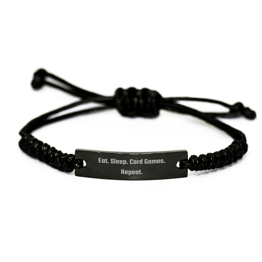 Funny Card Games Gifts from Friends for Dad - Eat. Sleep. Card Games. Repeat. Rope Bracelet - Victory Thru Vision 