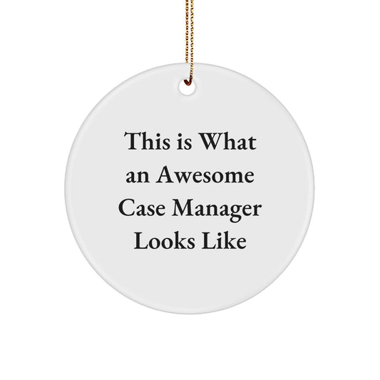 Funny Case Manager Gifts - This Is What An Awesome Case Manager Looks Like, Circle Ornament, Christmas Unique Gifts from Friends, Family, Coworkers to Case Manager - Victory Thru Vision