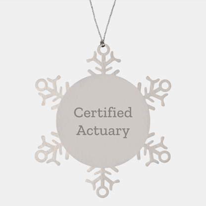 Funny Certified Actuary Snowflake Ornament Gifts for Actuary Friends - Gifts from Coworkers for Christmas Unique Gifts - Victory Thru Vision 