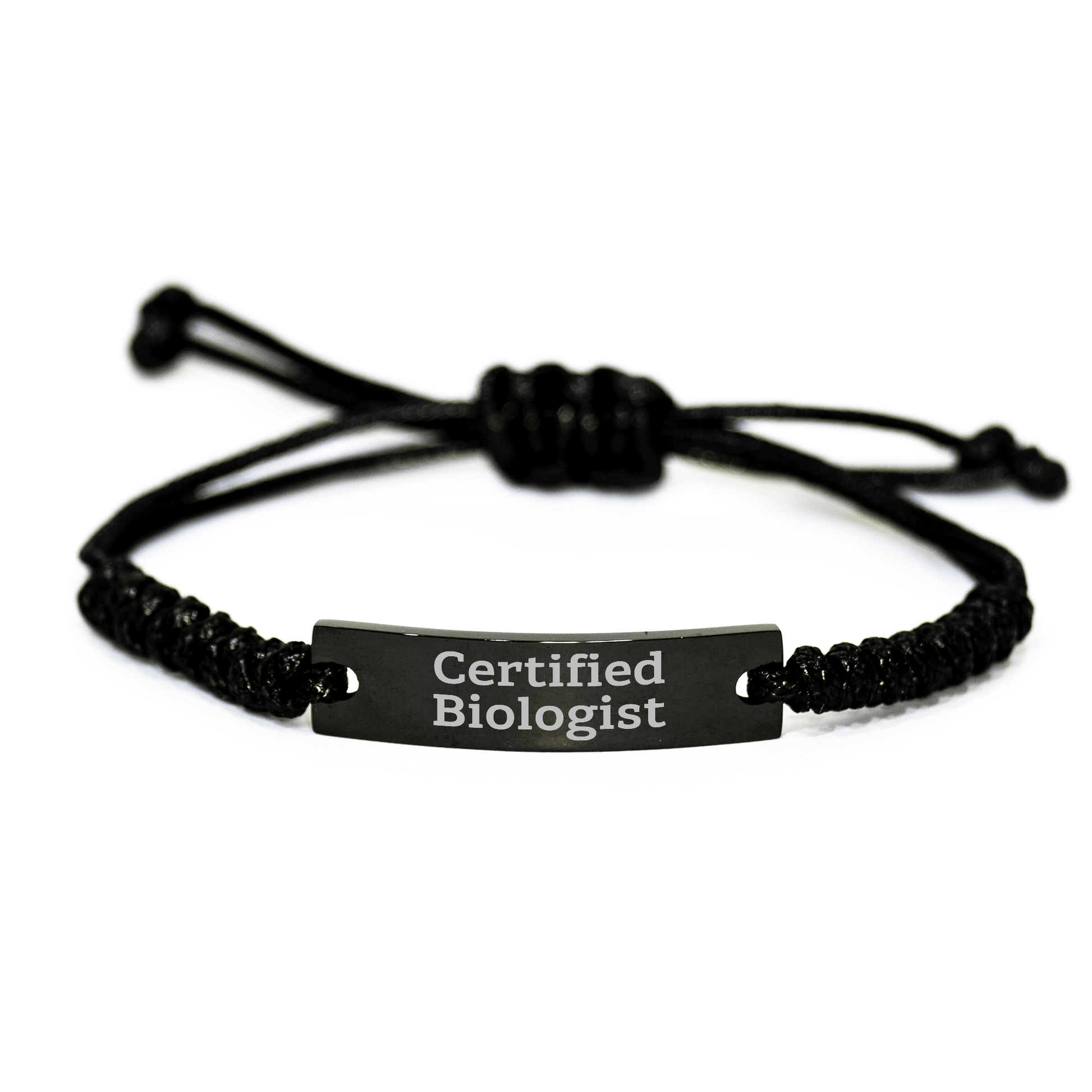 Funny Certified Biologist Gifts from Friends for Men's Rope Bracelet, Adjustable, Black Stainless Steel, Rust-Resistant - Father's Day Unique Gifts - Victory Thru Vision 