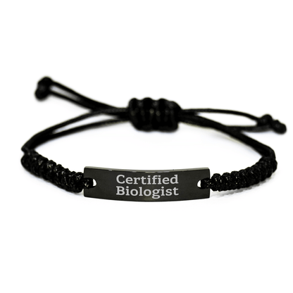 Funny Certified Biologist Gifts from Friends for Men's Rope Bracelet, Adjustable, Black Stainless Steel, Rust-Resistant - Father's Day Unique Gifts - Victory Thru Vision 