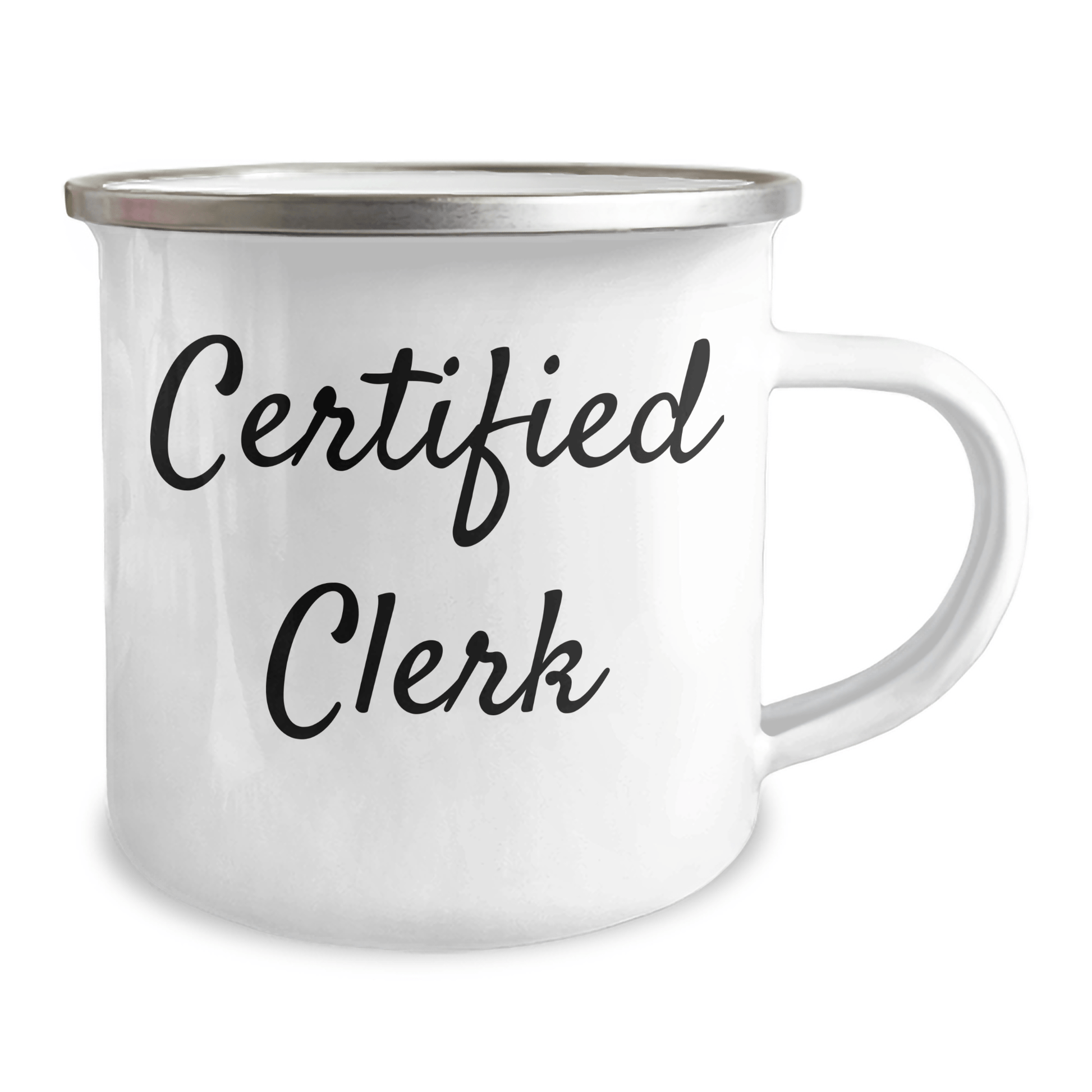 Funny Certified Clerk Gifts for Men - Camping Mug with Inspirational Quote, Father's Day Unique Gifts from Family, Friends, Coworkers - Victory Thru Vision