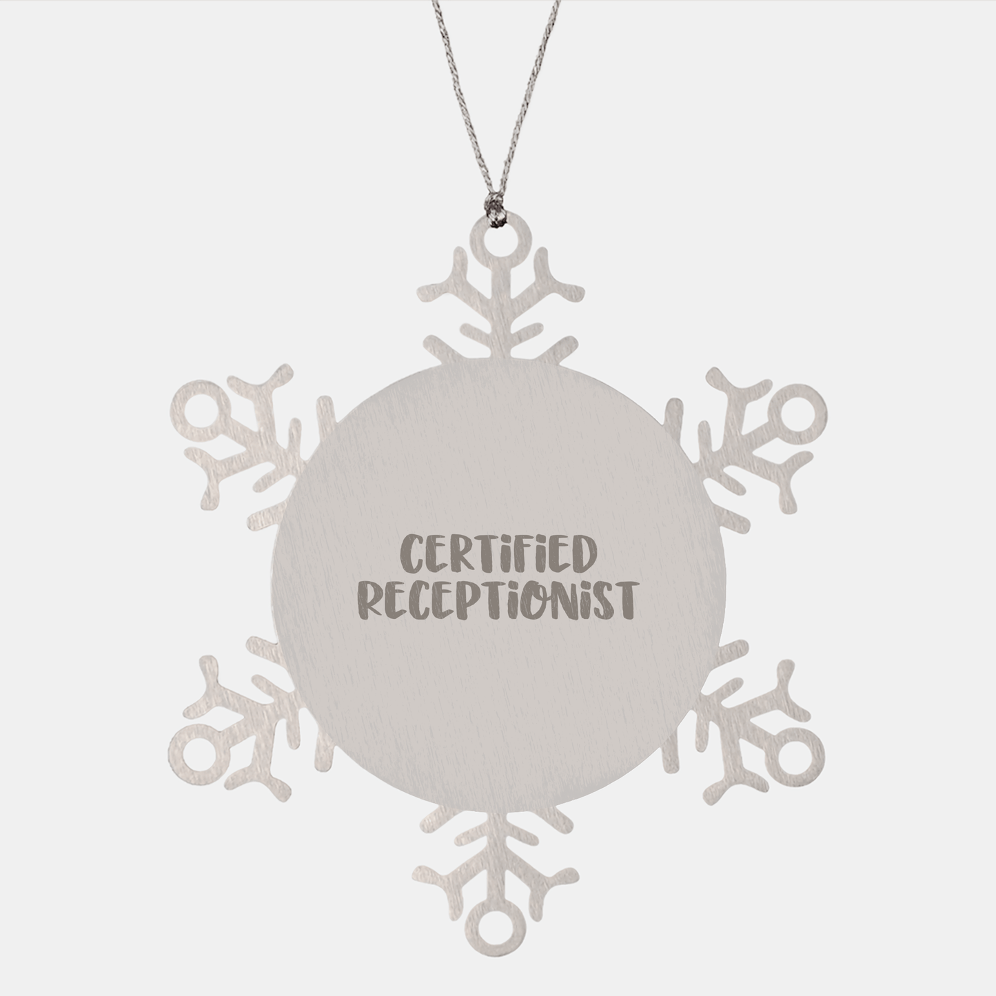 Funny Certified Receptionist Gifts from Friends for Men and Women Snowflake Ornament, Unique Christmas Memorable Presents - Victory Thru Vision