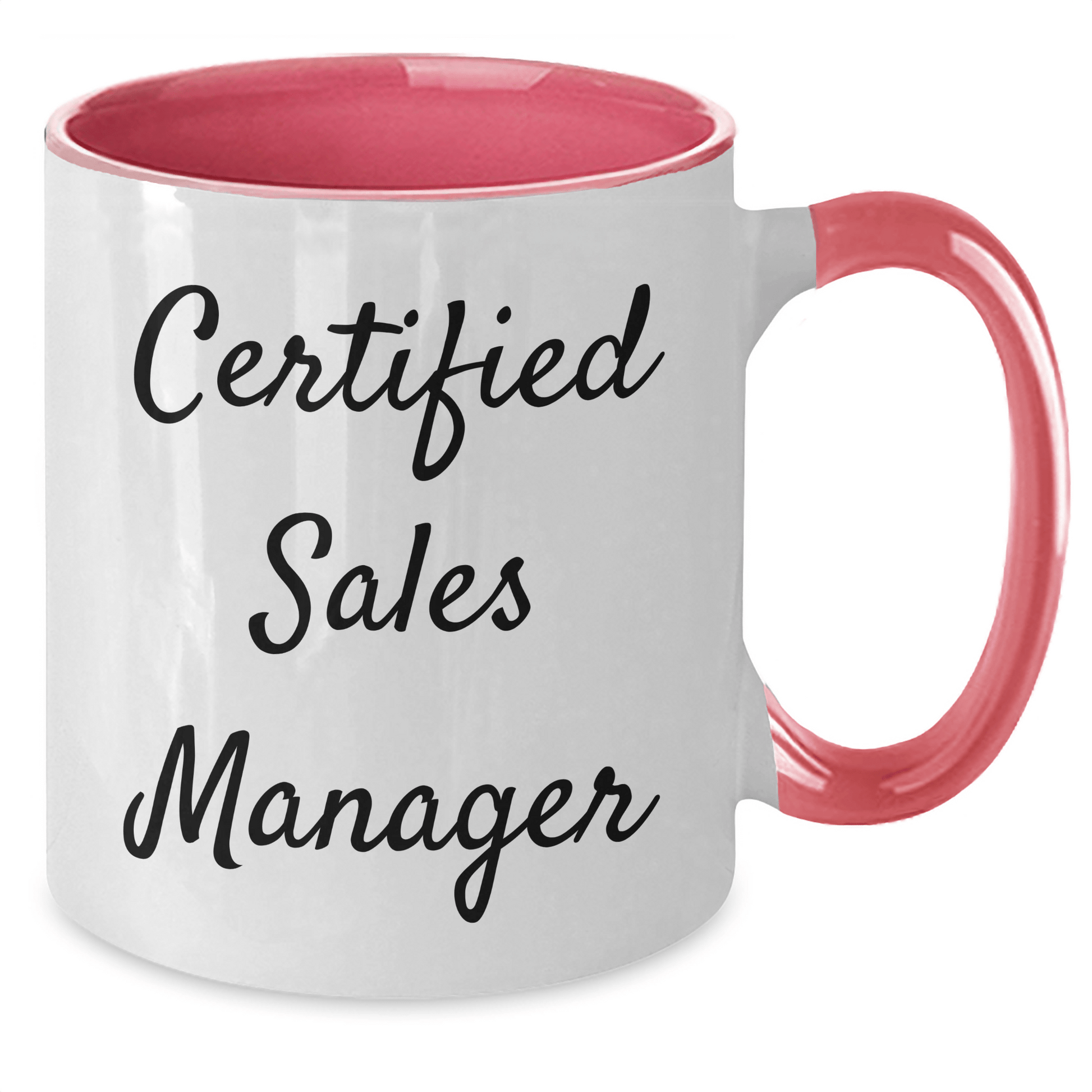 Funny Certified Sales Manager Gifts for Men from Family - Two Tone Coffee Mug, Red and White - Victory Thru Vision 