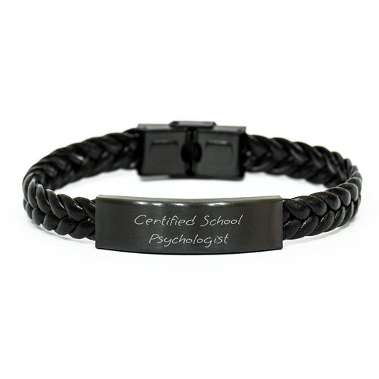 Funny Certified School Psychologist Father's Day Unique Gifts from Friends for School Psychologist Interlaced Leather Bracelet, Men's Unique Accessories, Gifts for School Psychologist - Victory Thru Vision