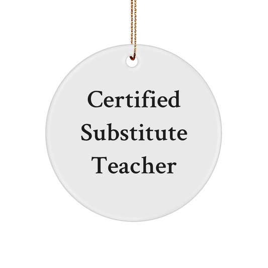 Funny Certified Substitute Teacher Gifts from Friends and Family for Christmas Unique Circle Ornaments - Victory Thru Vision