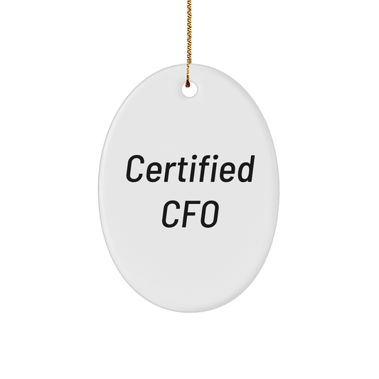 Funny CFO Gifts, Certified CFO Oval Ornament, White, Inspirational Quote, Gifts for CFO, Christmas Unique Gifts from Family - Victory Thru Vision