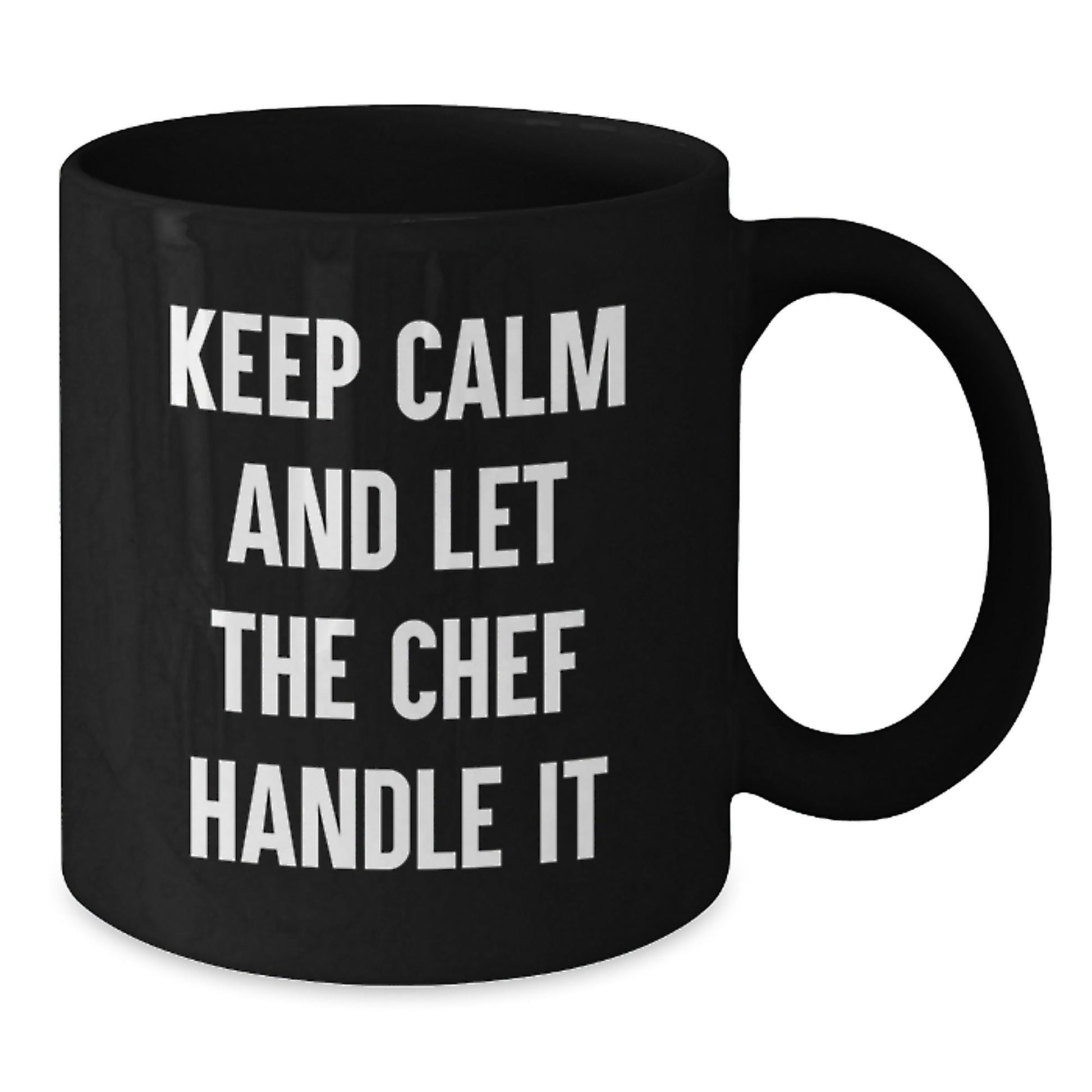 Funny Chef Gifts for Graduation - Keep Calm And Let The Chef Handle It, Black Coffee Mug, Microwave and Dishwasher Safe, Gifts from Friends, Perfect for Chef Men - Victory Thru Vision