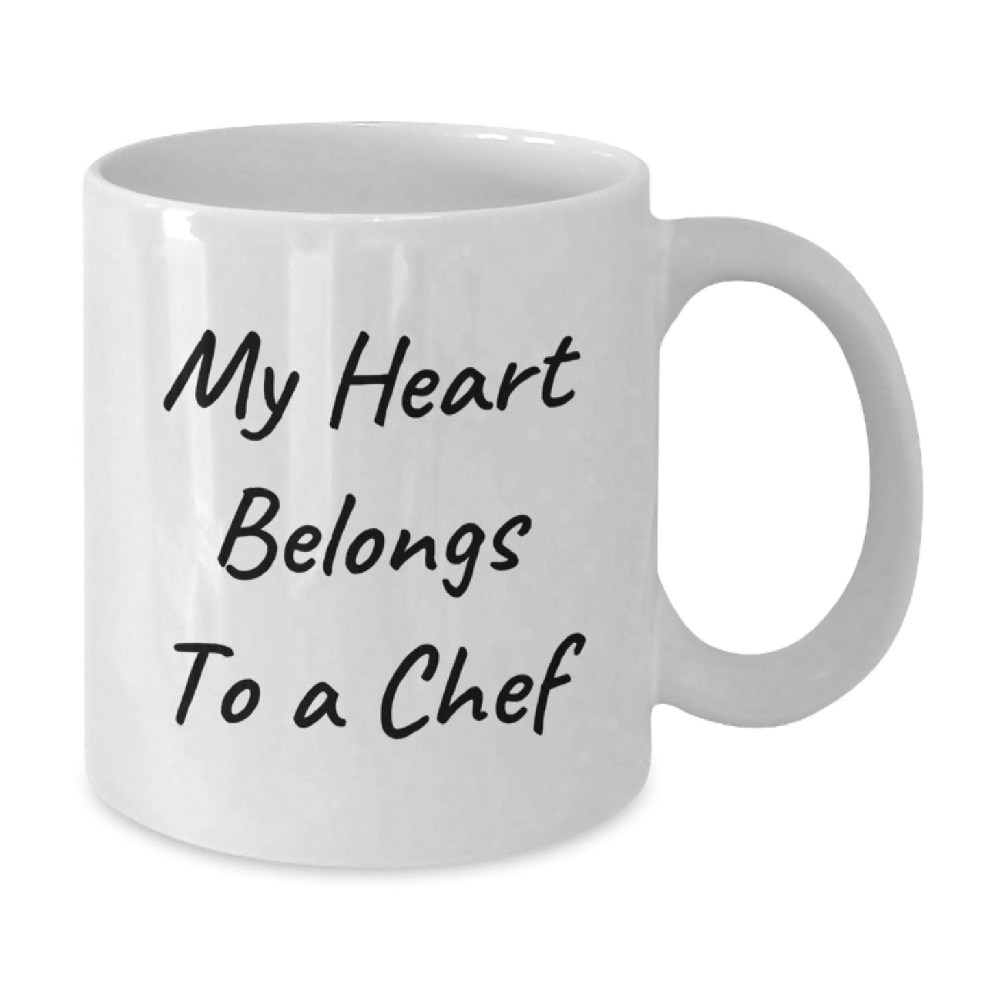 Funny Chef Gifts for Him from Friends, My Heart Belongs To A Chef White Coffee Mug, Birthday Unique Presents - Victory Thru Vision