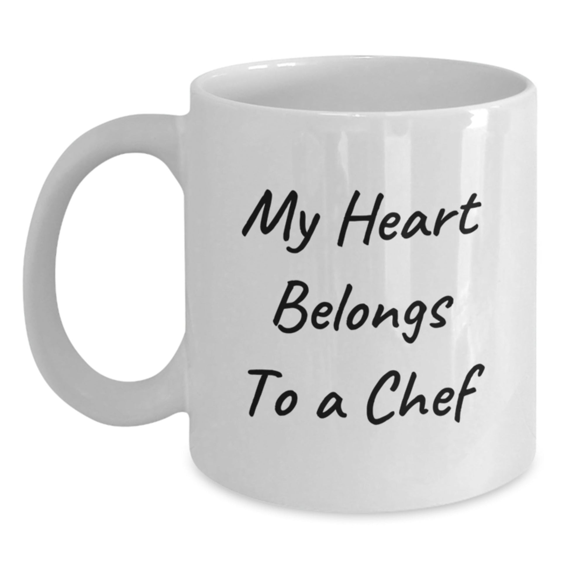 Funny Chef Gifts for Him from Friends, My Heart Belongs To A Chef White Coffee Mug, Birthday Unique Presents - Victory Thru Vision