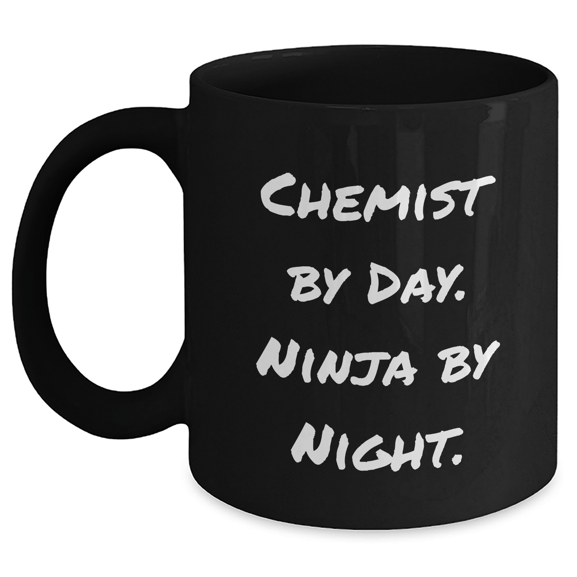 Funny Chemist Gifts by Day, Ninja Mug for Chemist Graduation, Black Coffee Mug with Quote 'Chemist By Day. Ninja By Night.' from Family, Friends, Coworkers - Victory Thru Vision