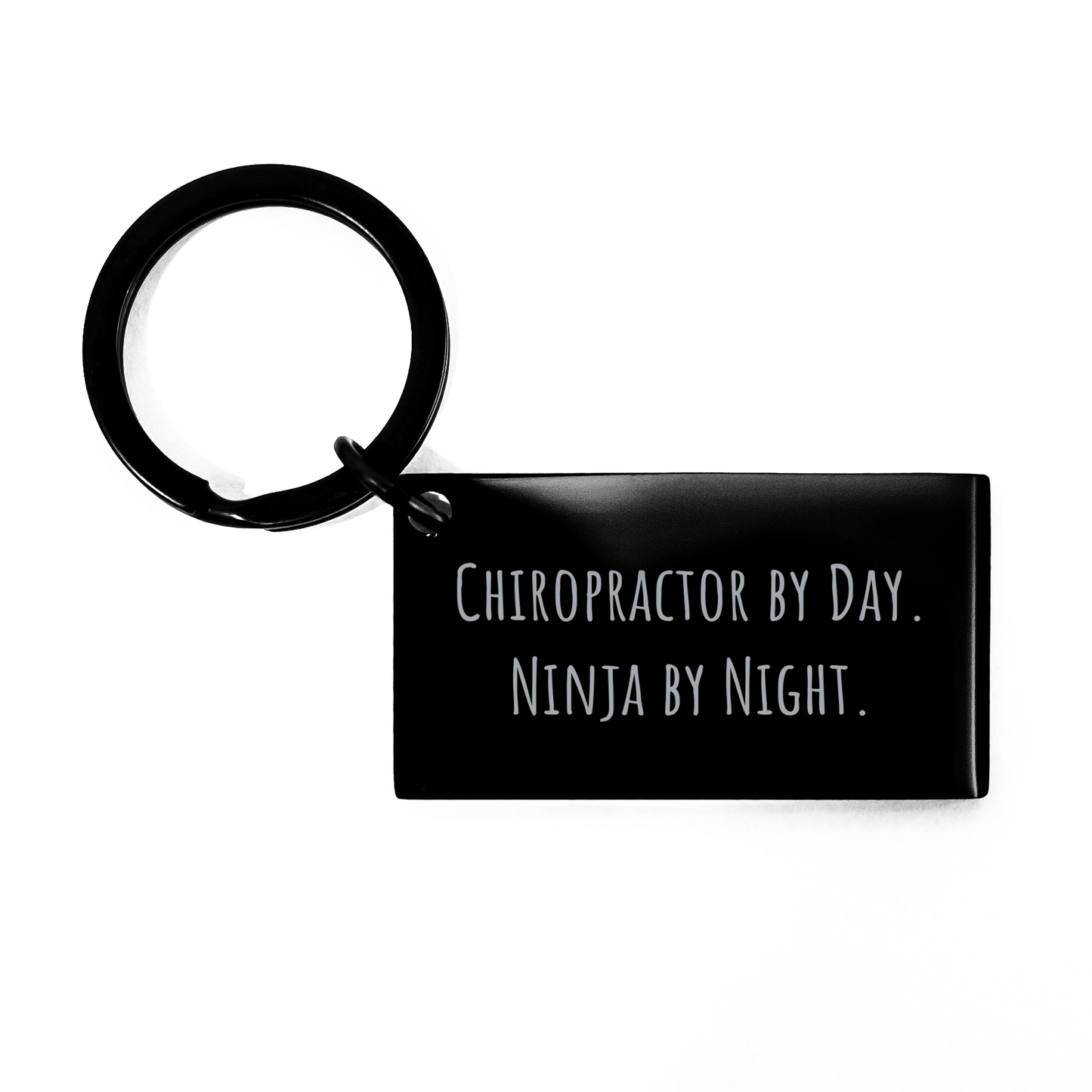 Funny Chiropractor Gifts from Men to Chiropractor Friends, Keychain with Inspirational Quote 'Chiropractor By Day. Ninja By Night.', Graduation Unique Gifts - Victory Thru Vision