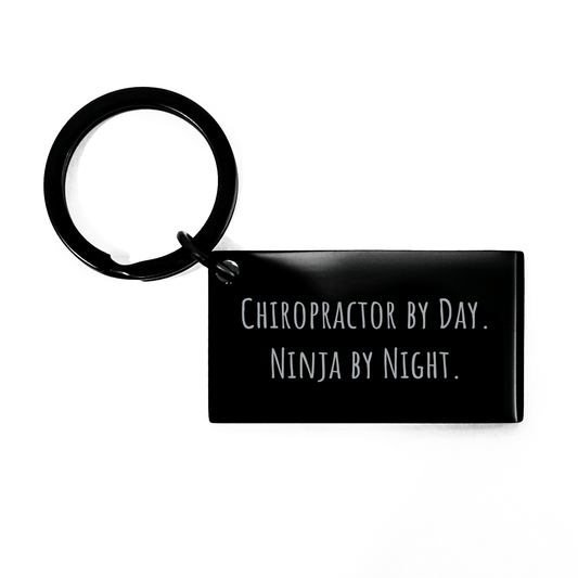 Funny Chiropractor Gifts from Men to Chiropractor Friends, Keychain with Inspirational Quote 'Chiropractor By Day. Ninja By Night.', Graduation Unique Gifts - Victory Thru Vision