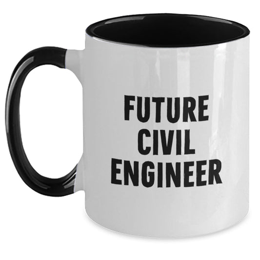 Funny Civil Engineer Gifts from Friends for Future Civil Engineer Graduation Two Tone Coffee Mugs - Victory Thru Vision