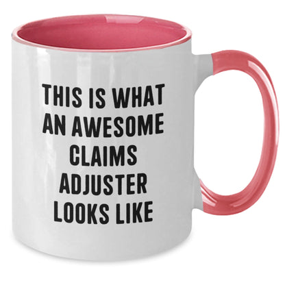 Funny Claims Adjuster Gifts from Friends for Men, Women, Coworkers, and Family - 'This Is What An Awesome Claims Adjuster Looks Like' Two Tone Coffee Mug - Victory Thru Vision