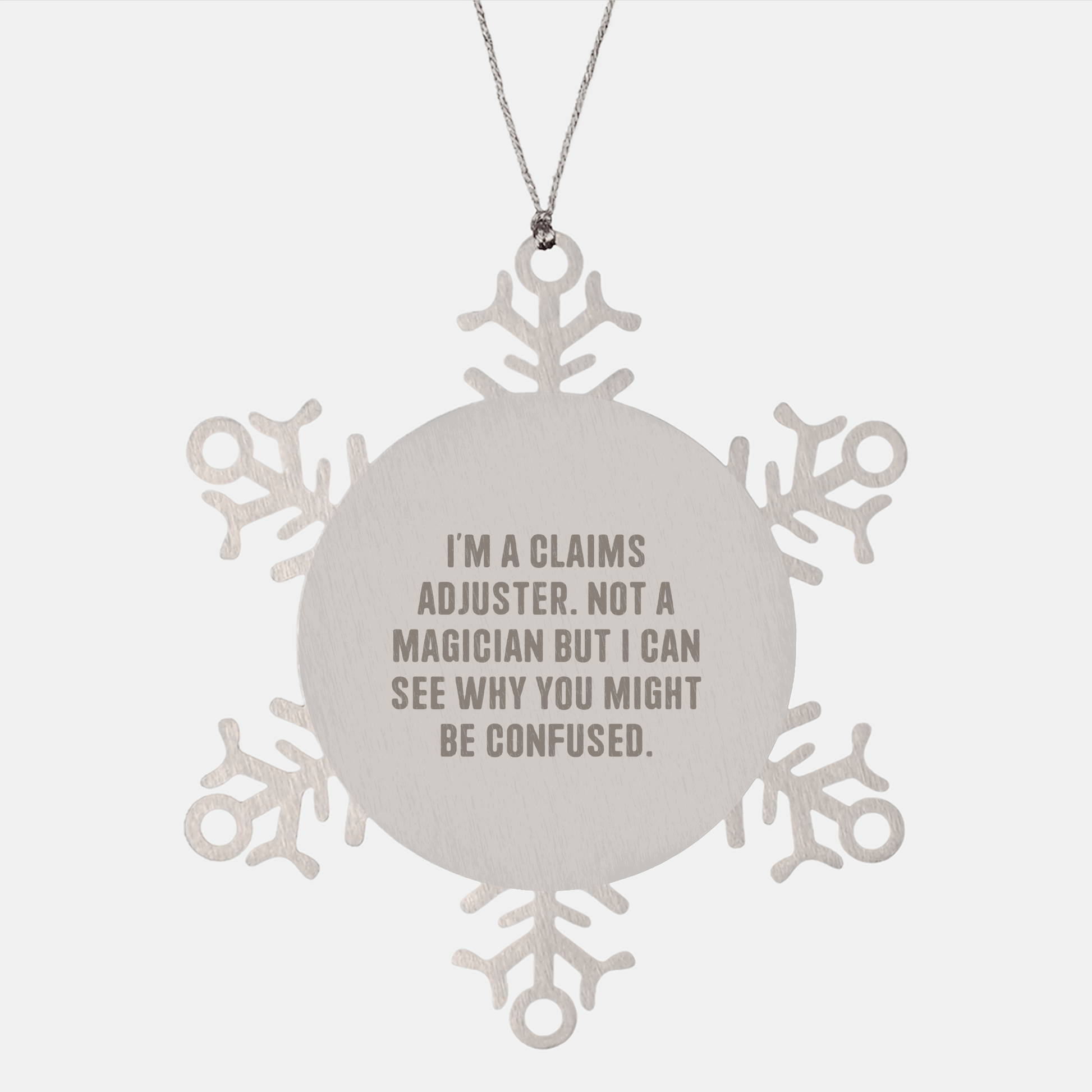 Funny Claims Adjuster Gifts from Friends - Snowflake Ornament for Christmas, Unique Claims Adjuster Presents for Men, Women, Coworkers, Family - Victory Thru Vision