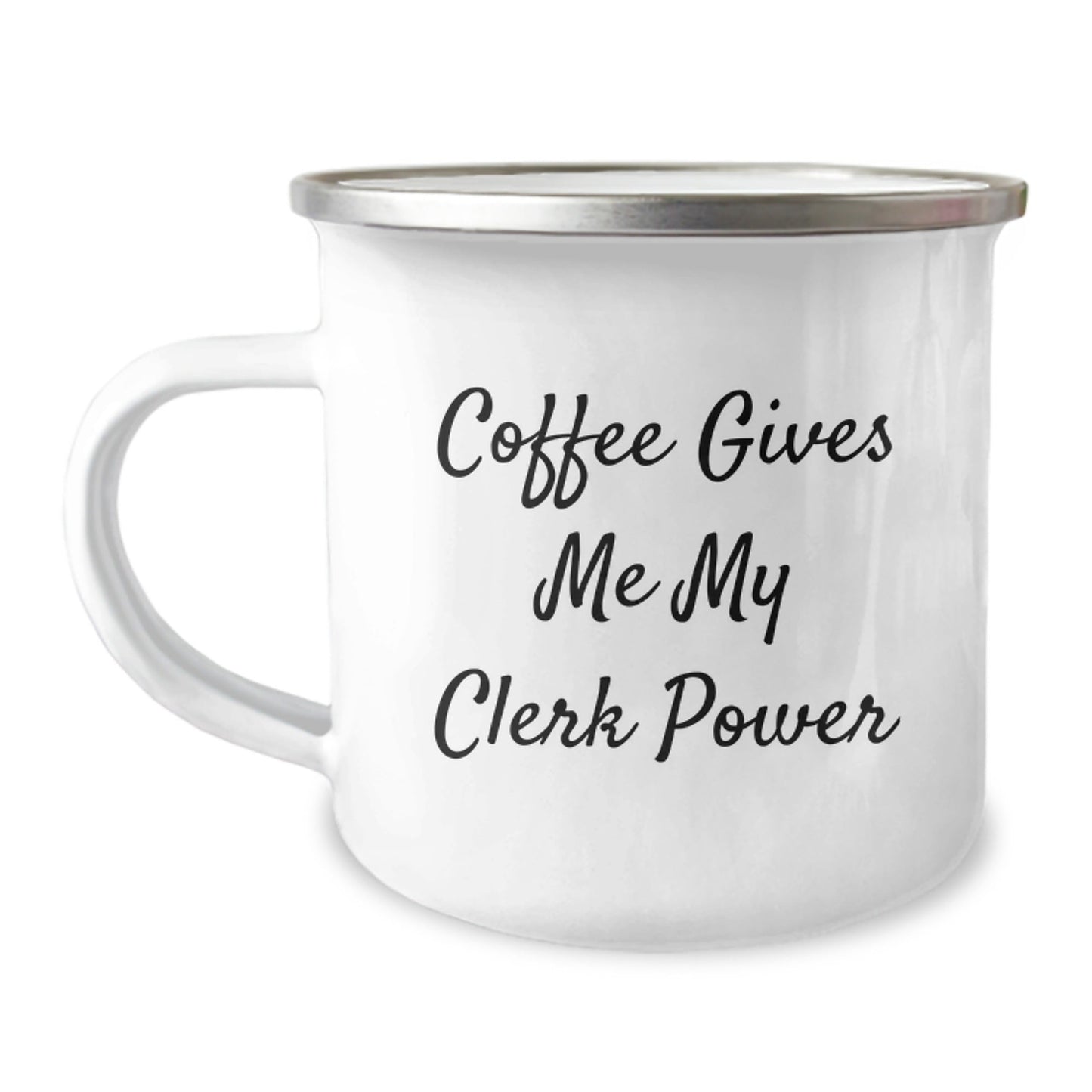 Funny Clerk Gifts for Men from Coworkers - Coffee Gives Me My Clerk Power Camping Mug, Graduation Unique Gifts - Victory Thru Vision