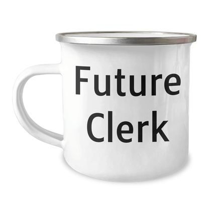 Funny Clerk Graduation Camping Mug Gifts from Friends to Future Clerks - 'You're Destined for Greatness', 12 oz Stainless Steel with Enamel Finish - Victory Thru Vision