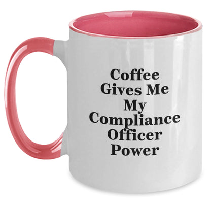 Funny Compliance Officer Gifts from Friends to Men - Coffee Gives Me My Power Two Tone Mug, Graduation Unique Treats - Victory Thru Vision