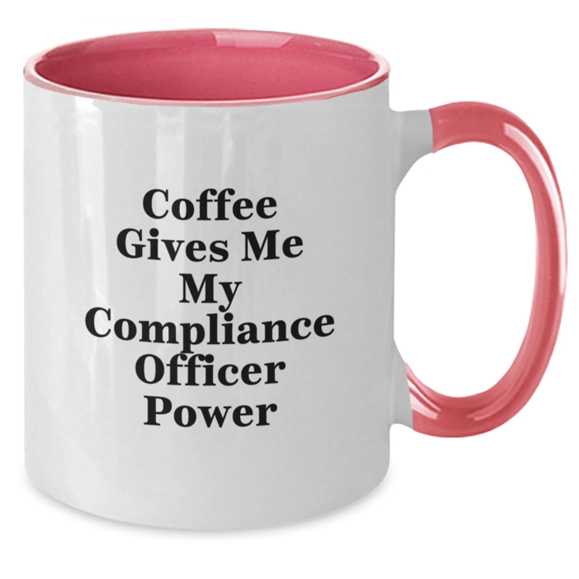 Funny Compliance Officer Gifts from Friends to Men - Coffee Gives Me My Power Two Tone Mug, Graduation Unique Treats - Victory Thru Vision