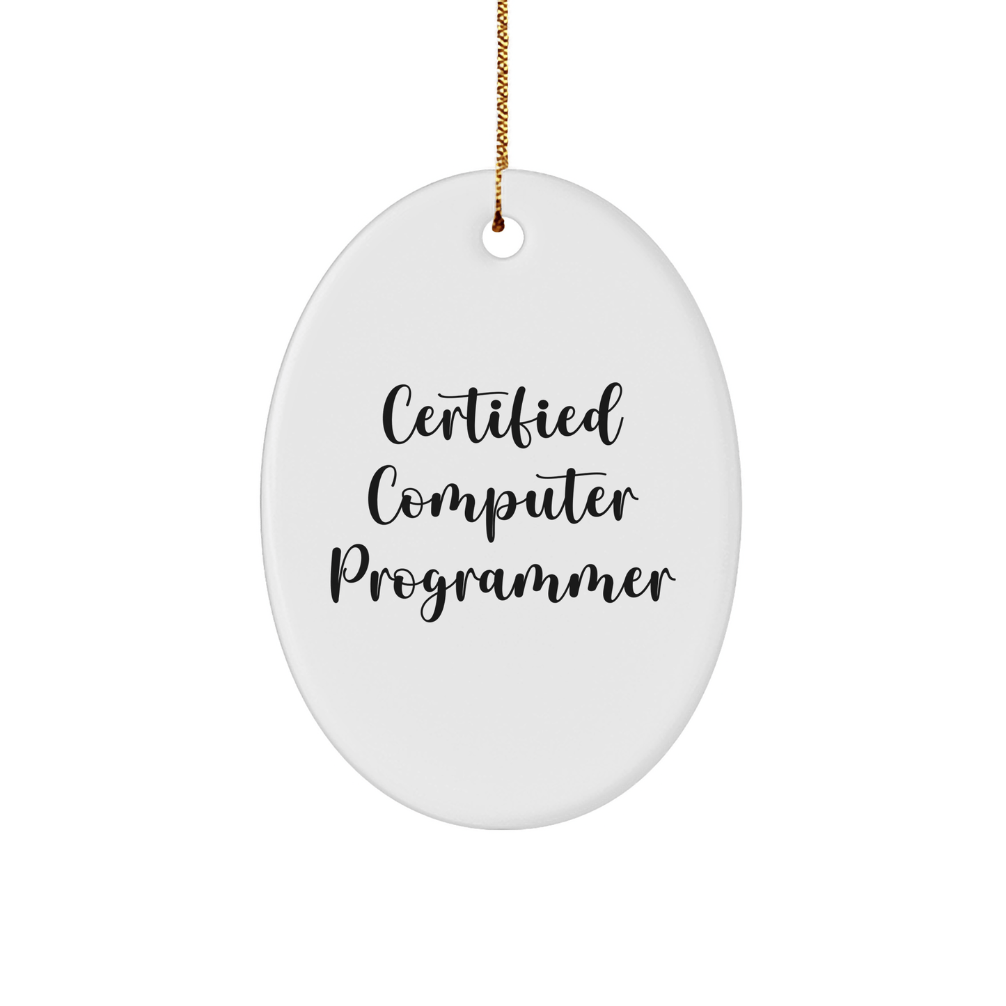 Funny Computer Programmer Gifts for Men, Oval Ornament with 'Certified Computer Programmer' Quote, Christmas Unique Gifts from Friends, Coworkers, or Family - Victory Thru Vision 