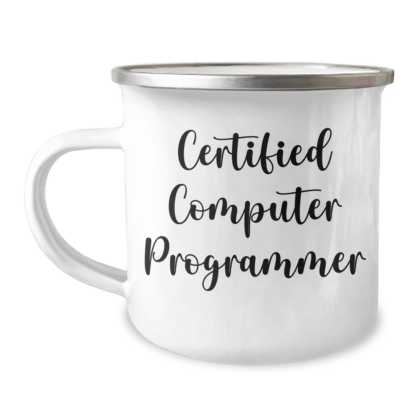 Funny Computer Programmer Gifts from Dad to Son, Unique Camping Mug for Father's Day, 'I'm a Certified Computer Programmer' Quote, 12 oz Stainless Steel with Enamel Finish - Victory Thru Vision 