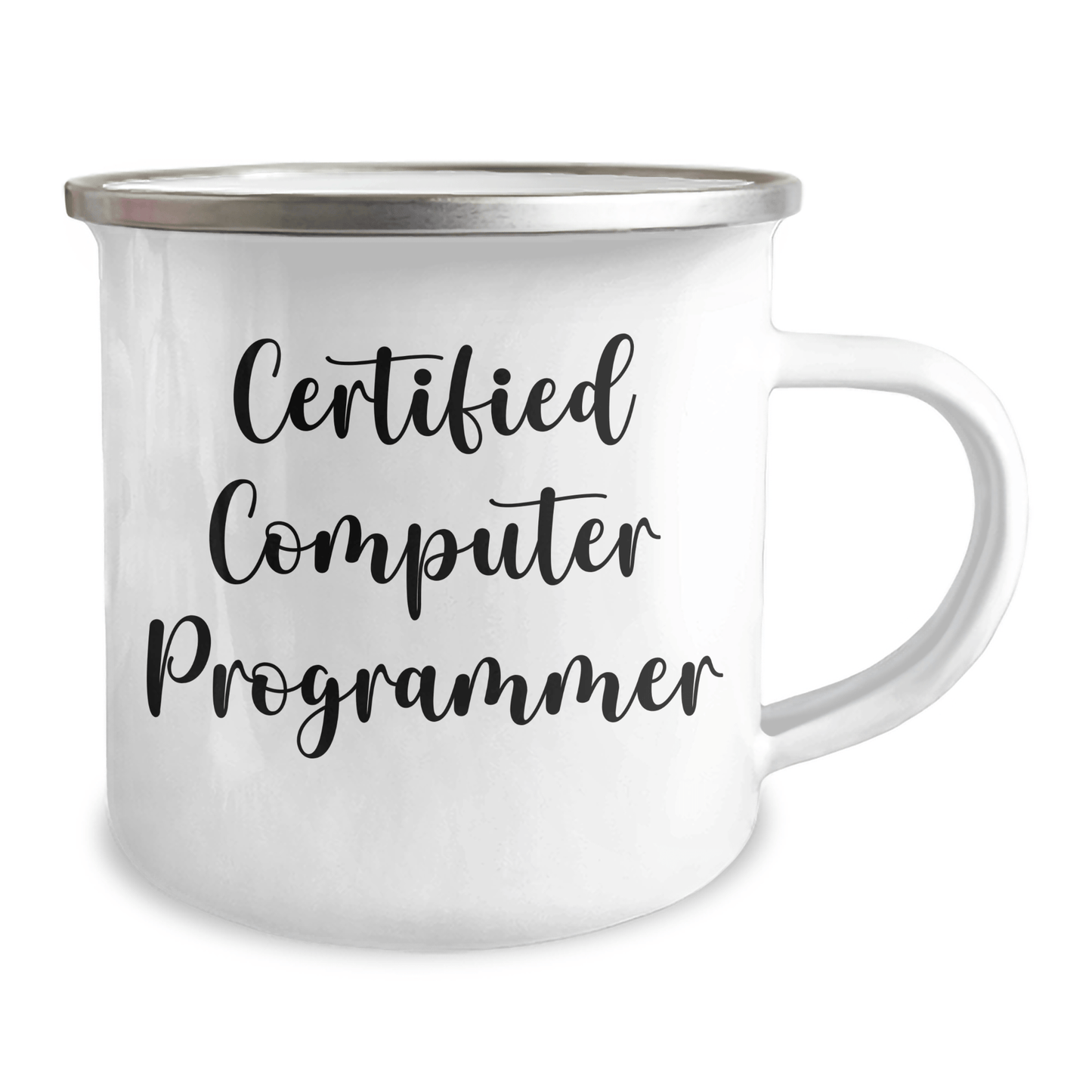 Funny Computer Programmer Gifts from Dad to Son, Unique Camping Mug for Father's Day, 'I'm a Certified Computer Programmer' Quote, 12 oz Stainless Steel with Enamel Finish - Victory Thru Vision 