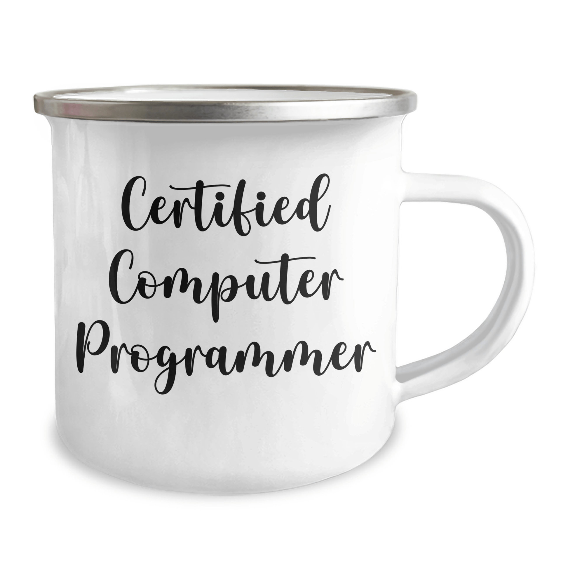 Funny Computer Programmer Gifts from Dad to Son, Unique Camping Mug for Father's Day, 'I'm a Certified Computer Programmer' Quote, 12 oz Stainless Steel with Enamel Finish - Victory Thru Vision 