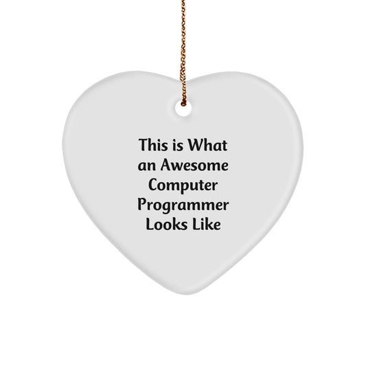 Funny Computer Programmer Gifts from Friends, Heart Ornament This Is What An Awesome Computer Programmer Looks Like, Christmas Unique Gifts for Men - Victory Thru Vision